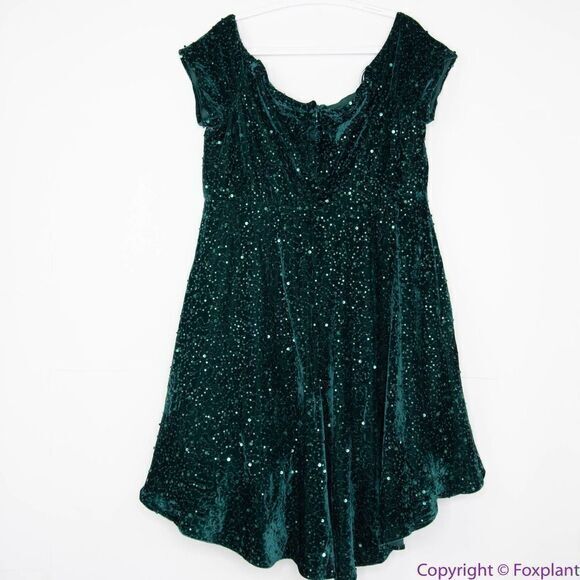 NEW MORGAN & CO‎ Green Sequined Hi-lo Velvet Fit + Flare Dress , 18W - Picture 6 of 16